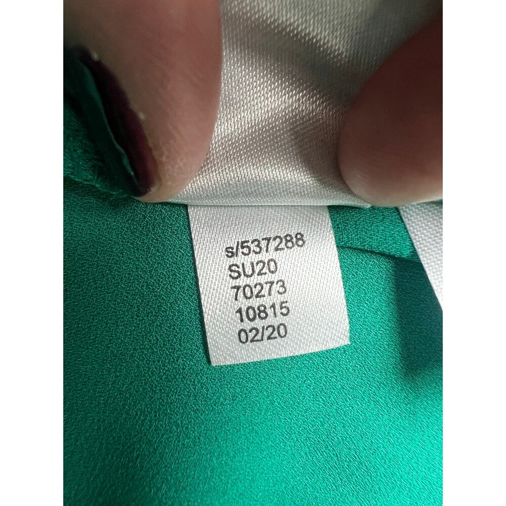 Women's LOFT Sleeveless Blouse, XS, Kelly Green. Ruffle Shoulder, Flowy - Picture 7 of 8